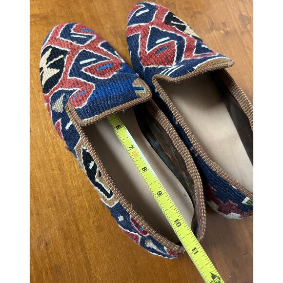 VTG Turkish Kilim Carpet Wool Woven Loafer Flat Shoes Handmade Aztec Unisex *See - Picture 11 of 12